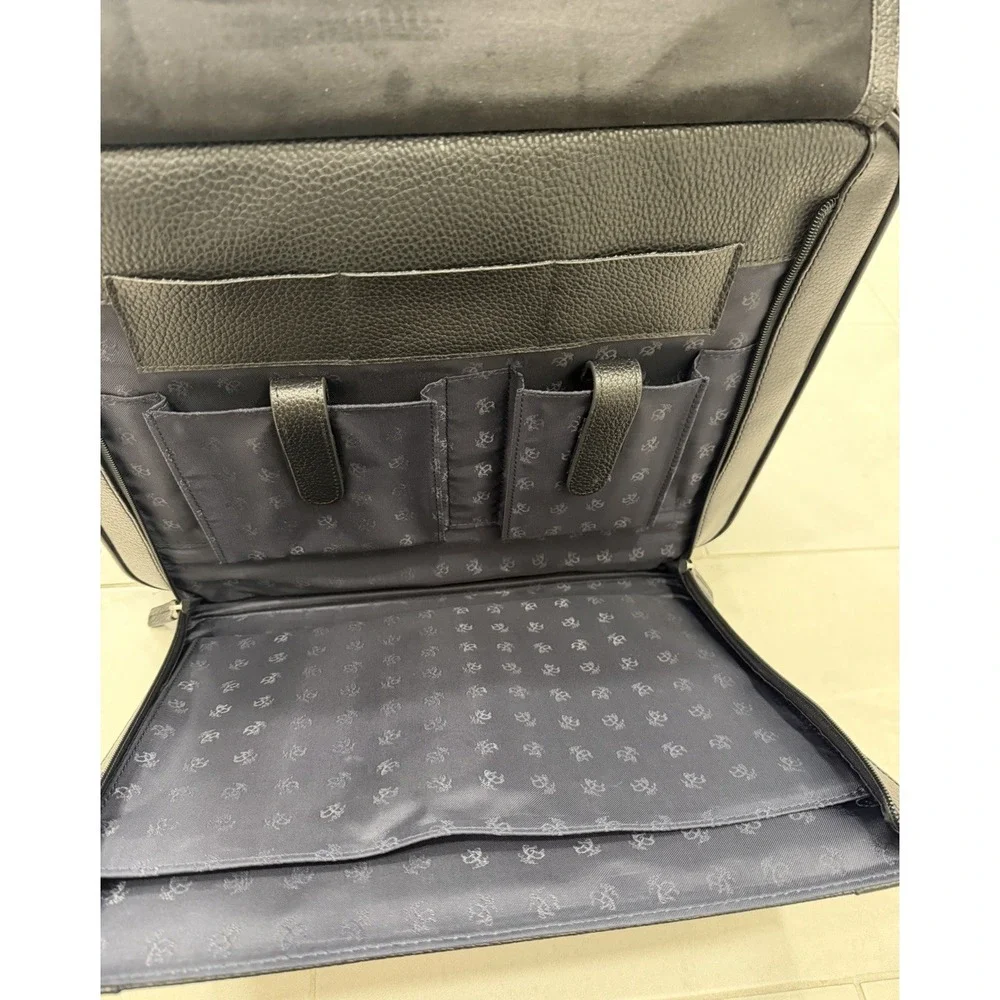 Brooks Brothers Business Case Black Leather Rolling Carry-on 18